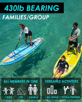 10'8/11'*35" Extra Wide Inflatable Paddle Boards, Stable Stand-up Paddleboard for 3 People/Family w/Shoulder Strap, 100L Backpack, Paddle Boards for Adults w/Paddle, US Central Fin